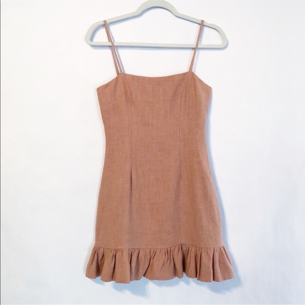 New Skylar + Madison Pink Linen Ruffle Dress M